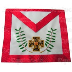 Tablier maçonnique en cuir – RSAA – 18ème degré – Chevalier Rose-Croix – Croix potencée et feuilles d'acacia