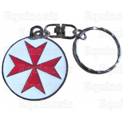 Porte-clefs templier – Croix de Malte émaillée rouge