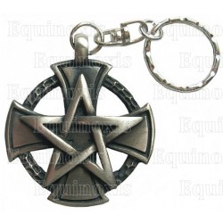 Porte-clefs templier – Croix templière avec pentagramme