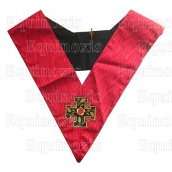 Sautoir maçonnique moiré – RSAA – 18ème degré – Souverain Prince Rose-Croix – Croix potencée – Brodé machine