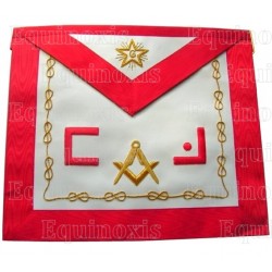 Tablier maçonnique en cuir – RSAA – Maestru – Lettres maçonniques + équerre et compas + étoile