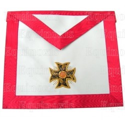 Tablier maçonnique en cuir – RSAA – 18ème degré – Chevalier Rose-Croix – Croix pattée – Brodé main