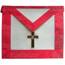 Tablier maçonnique en faux cuir – RSAA – 18ème degré – Chevalier Rose-Croix – Croix latine – Brodé machine