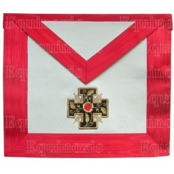 Tablier maçonnique en faux cuir – RSAA – 18ème degré – Chevalier Rose-Croix – Croix potencée