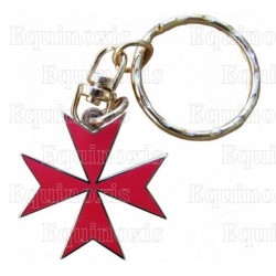 Porte-clefs croix – Croix de Malte émaillée rouge