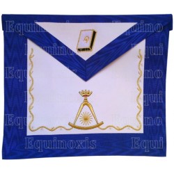 Tablier maçonnique en faux cuir – RSAA – 14ème degré – Dos bleu – 2 – Brodé machine