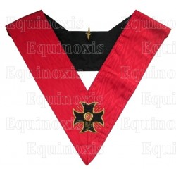 Sautoir maçonnique moiré – RSAA – 18ème degré – Souverain Prince Rose-Croix –  Croix pattée simple – Brodé machine