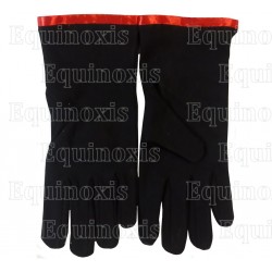 Gants maçonniques coton – Noir avec liseré rouge – Taille XL