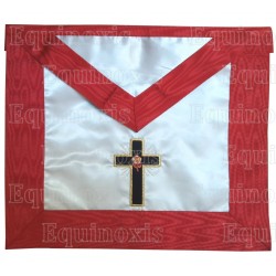 Tablier maçonnique en satin – REAA – 18ème degré – Chevalier Rose-Croix – Croix latine – Brodé machine